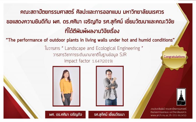 ผศ.ดร.ศศิมา เจริญกิจ รศ.สุทัศน์ เยี่ยมวัฒนา ตีพิมพ์ผลงานวิจัยในวารสารวิชาการระดับนานาชาติ