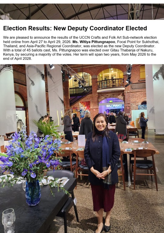 Associate Professor Dr. Witiya Pittungnapoo Selected as Deputy Coordinator of UCCN for Crafts & Folk Art Subnetwork